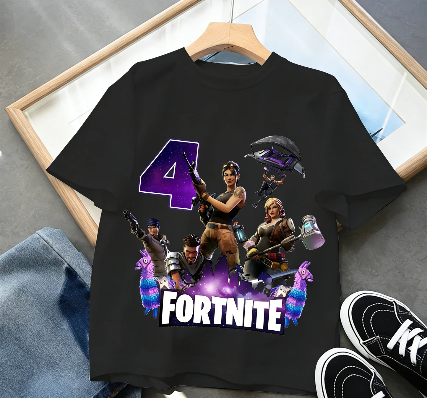 Detské narodeninové tričko Fortnite s číslom pre dievčatá a chlapcov, letné detské bavlnené tričko s krátkym rukávom na párty, darček pre batoľa