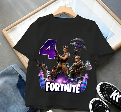 Detské narodeninové tričko Fortnite s číslom pre dievčatá a chlapcov, letné detské bavlnené tričko s krátkym rukávom na párty, darček pre batoľa