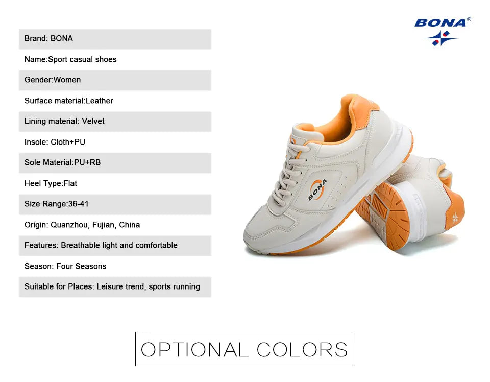BONA 2023 New Designers Brand Classics Light Sneakers Women Fashion Running Shoes Casual Walking Footwear Ladies Comfort