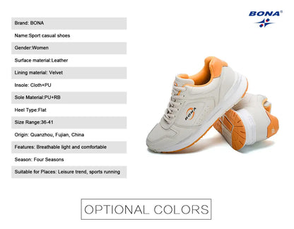 BONA 2023 New Designers Brand Classics Light Sneakers Women Fashion Running Shoes Casual Walking Footwear Ladies Comfort