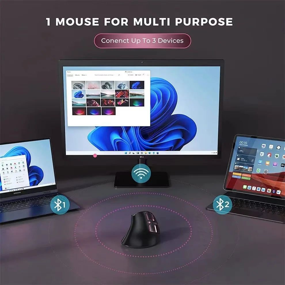 Original IHOYI Bluetooth Vertical Mouse Wireless USB2.4 the third Mock Examination Charging Human Laptop Desktop Mouse Mute
