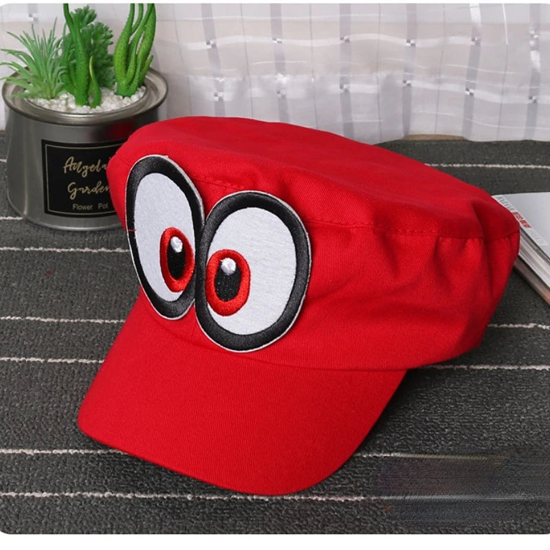 Cappellino da cosplay per il gioco anime Super Luigi Brothers, Cosplay Odyssey, unisex per adulti, divertente, con grandi occhi, cappellino da baseball