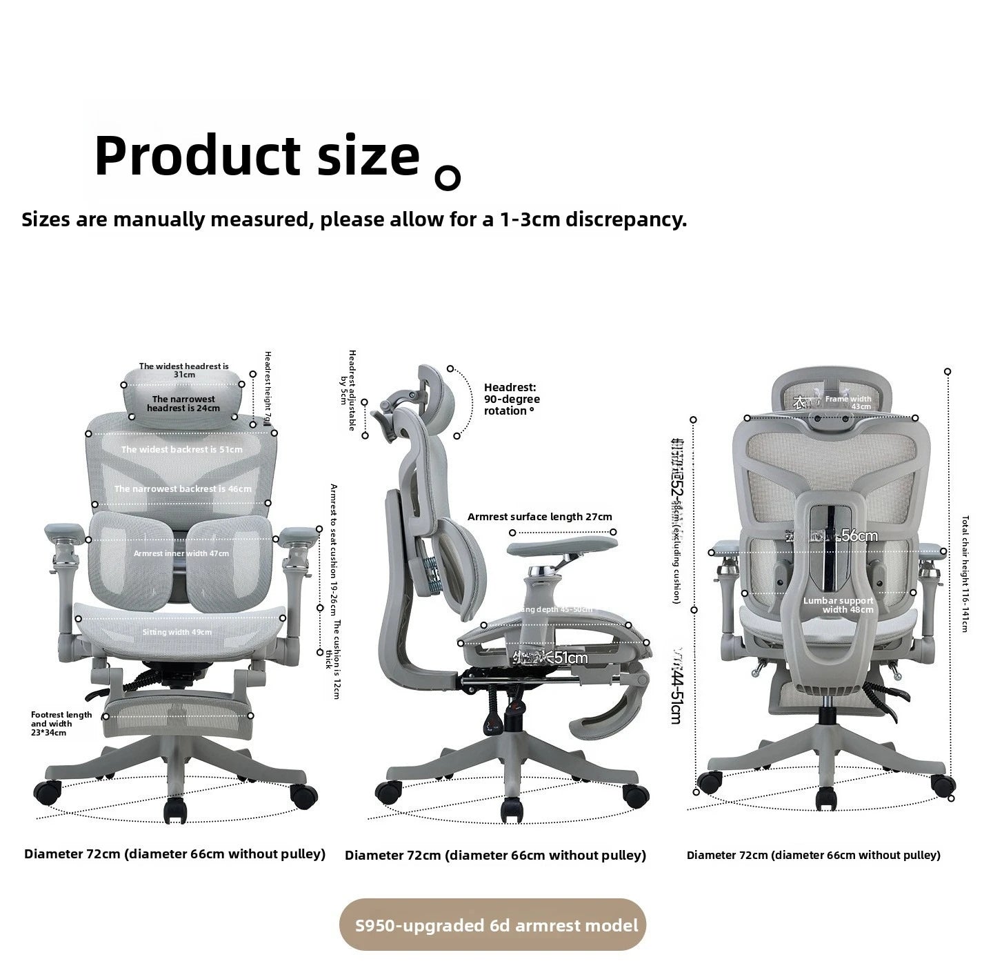 Stable New Ergonomic chair, computer chair, office chair, study chair, gaming chair, conference chair, S950-3
