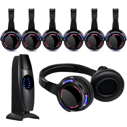 Silent Disco Wireless Headphones with LED Rechargeable Battery RF System for Silent Parties, Clubs, Meetings, Concerts