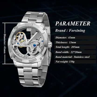 2024Top Brand Luxury Stainless Steel Skeleton Tourbillon Automatic Movement Men Watch Mechanical Waterproof Luminous Wrist Clock