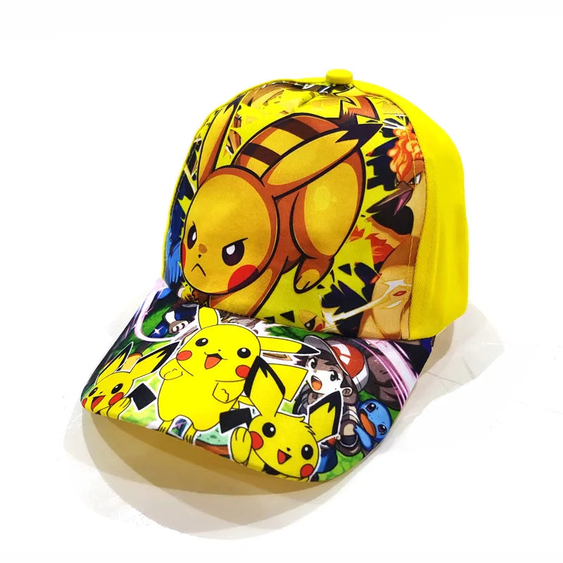 Kreslená baseballová čepice s motivem Pokémona Pikachu, nastavitelná, Pokemon Cosplay, Hip Hop, pro děti, dívky i chlapce, anime postavičky, hračky, dárky pro děti