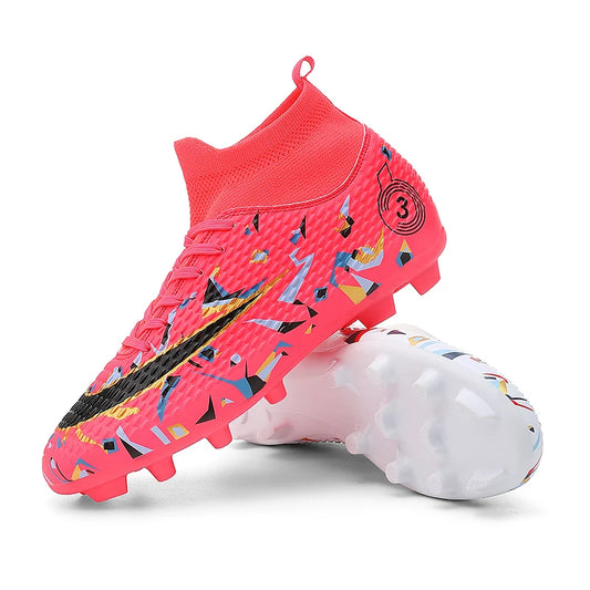 Professional Soccer Shoes Men Outdoor High-Top Sports Football Boots Boots Ag/Fg Long Spikes Artificial Grass Training Match
