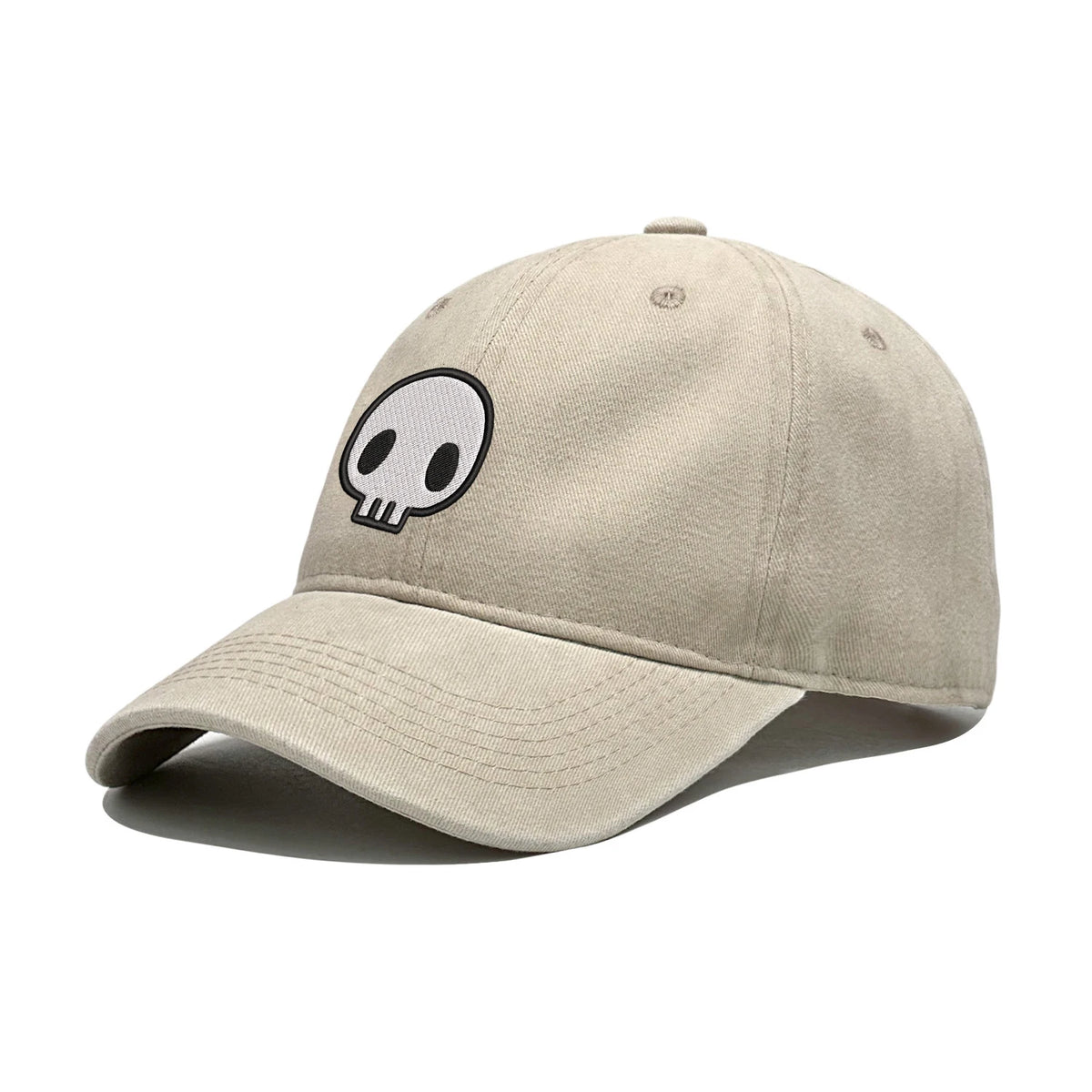 Retro stiliaus išplauta, susidėvėjusi beisbolo kepurė su išsiuvinėtu kaukolės motyvu, „Dad Hat“ stiliaus, vyrams ir moterims, kasdieninė, reguliuojama, lauko kepurė nuo saulės 260617
