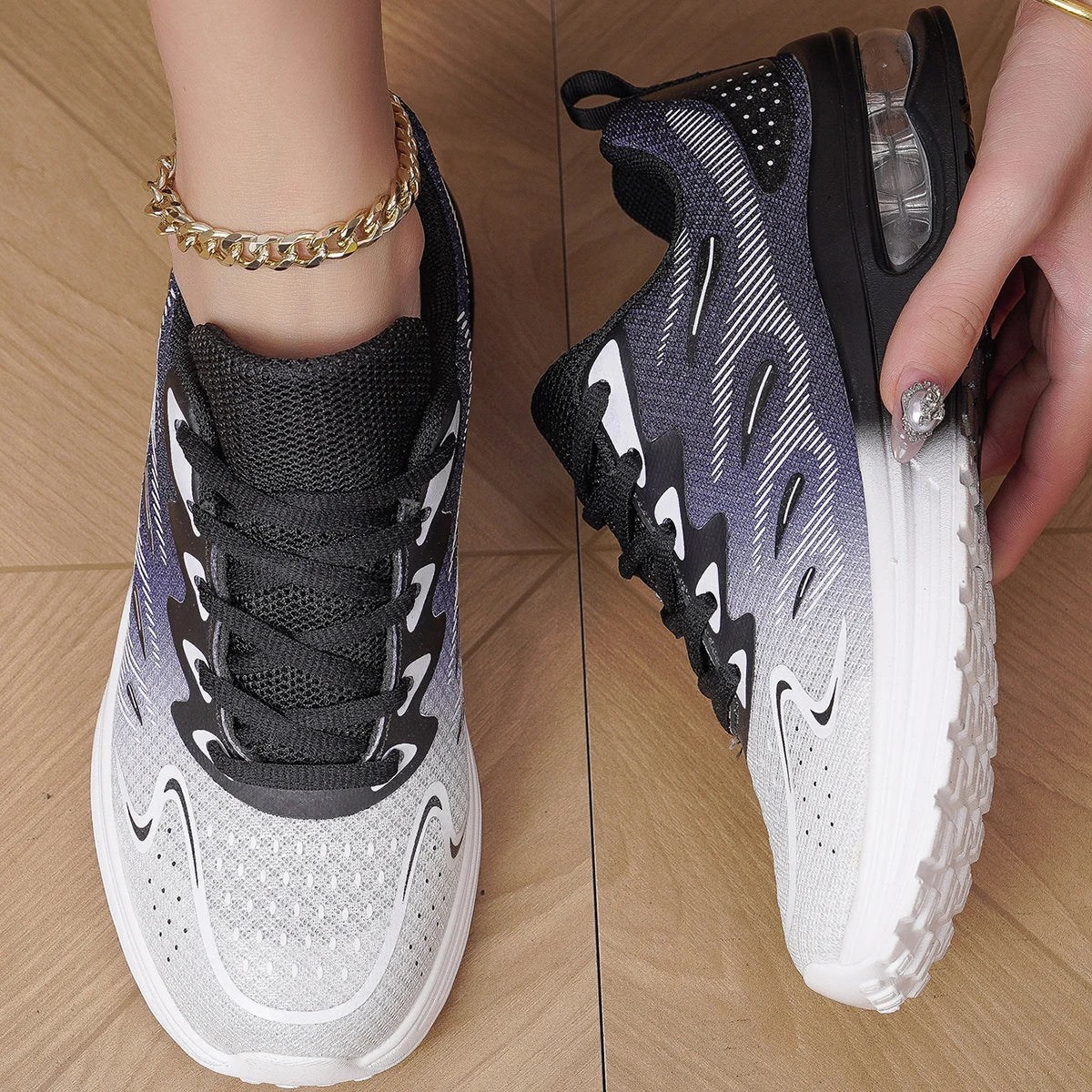 Damen-Sneaker Laufschuhe Damenmode mit Luftkissen und atmungsaktivem Mesh – Tennis- und Sportschuhe