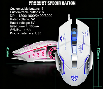 RGB Dual-Mode Wired Mouse 2.4G Wireless Mouse Gaming Mouse Rechargeable Silent Mouse 3600 DPI Adjustable Mouse Mice for Laptop
