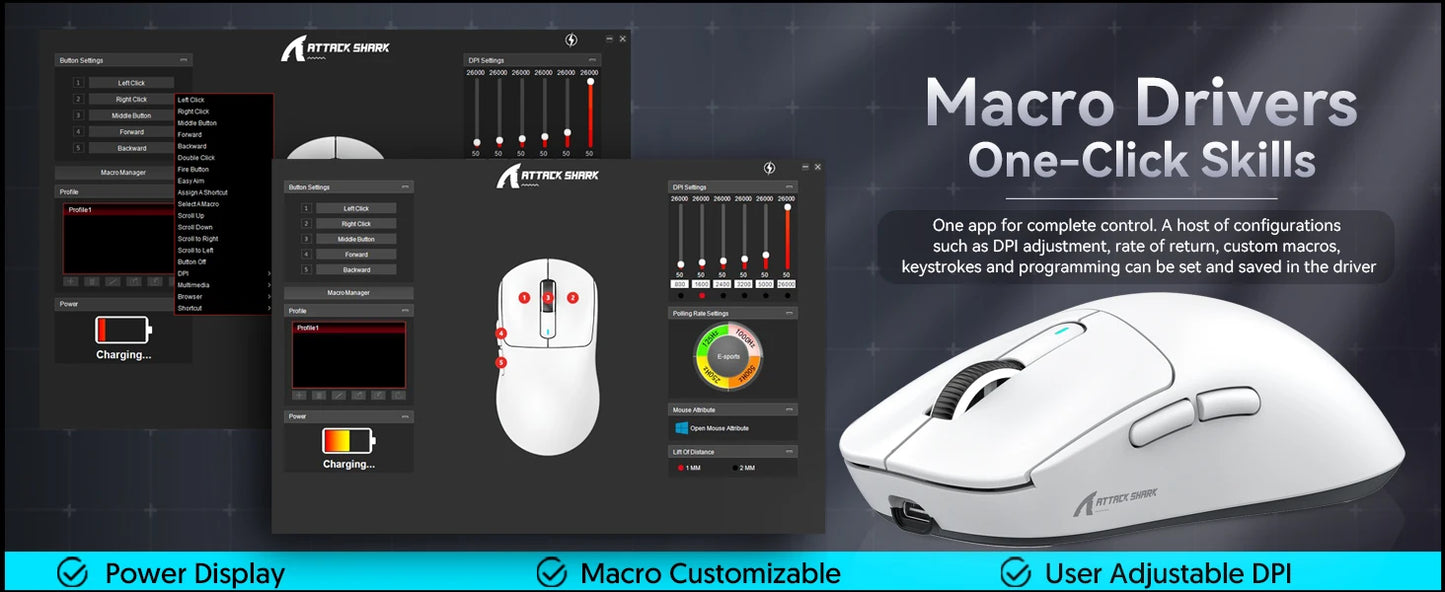 ATTACK SHARK X3 Lightweight Wireless Gaming Mouse, 49g Tri-Mode,PAW3395 26K DPI Sensor, 200h Battery Life,5 Programmable Buttons