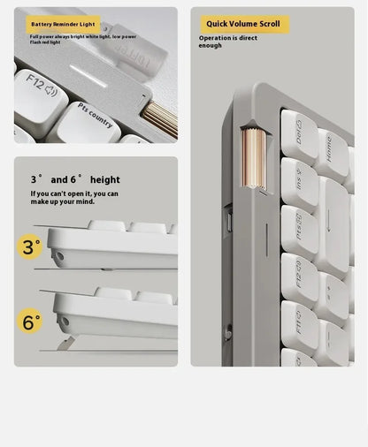 Lofree Flow Lite Wireless Mechanical Keyboard&PU Bag Lighter&Silenter POM Switch 2.4G Bluetooth&Wired Office Typing Gasket 84key