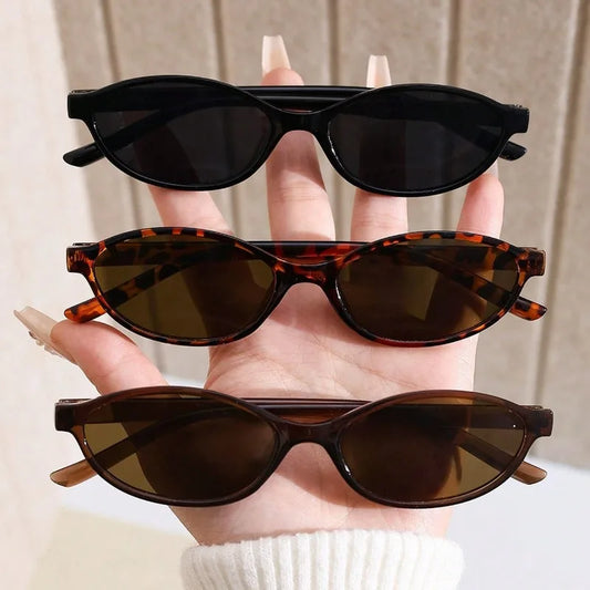 3pcs European and American retro oval small frame women's fashionable sunglasses, personalized trendy glasses