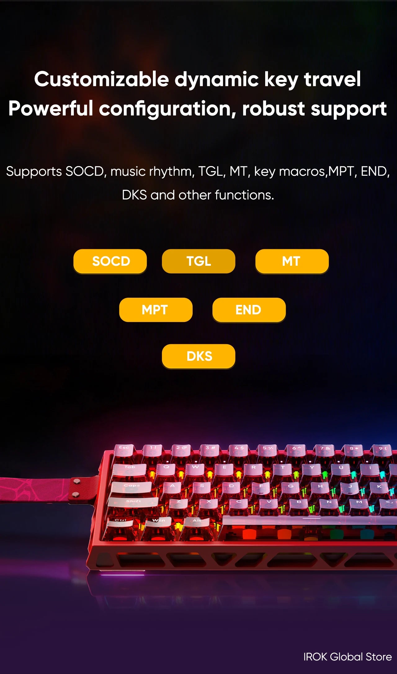 IROK MG63 Hollow Aluminium Gaming Magnetic Mechanical Keyboard 60% RT0.001mm 8KHz 0.07ms 512K RGB Hot Swap Wired Gamer Keyboard