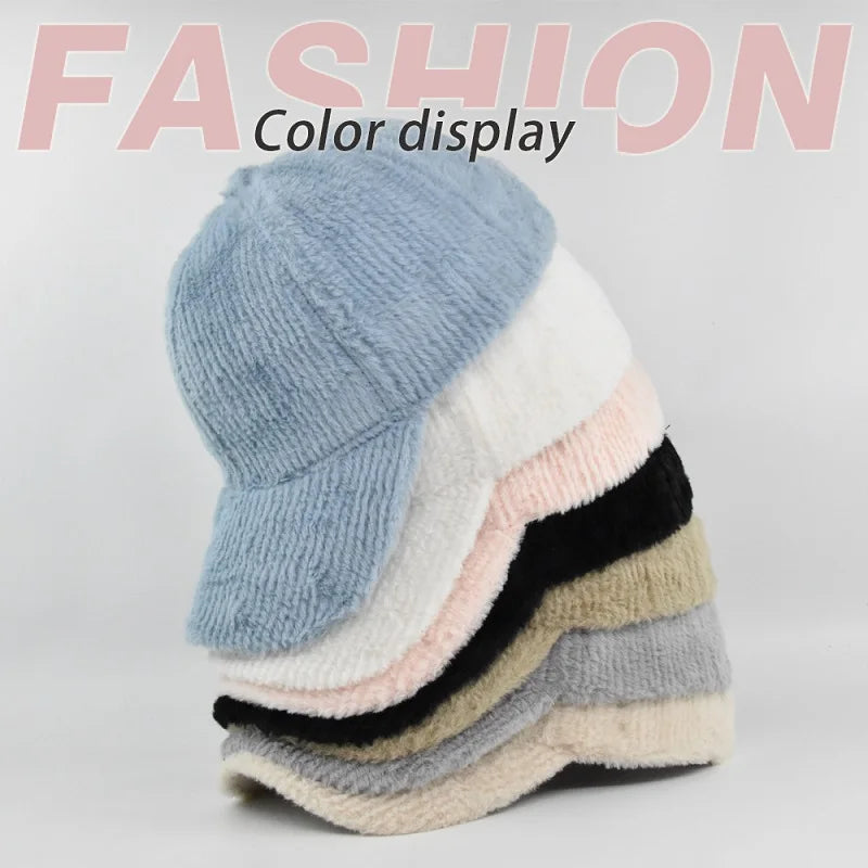 Autumn Winter Baseball Cap Women Artificial Lamb Wool Hats Keep Warm Cap Plush Baseball Caps Spring Baseball Cap Solid Sunshade
