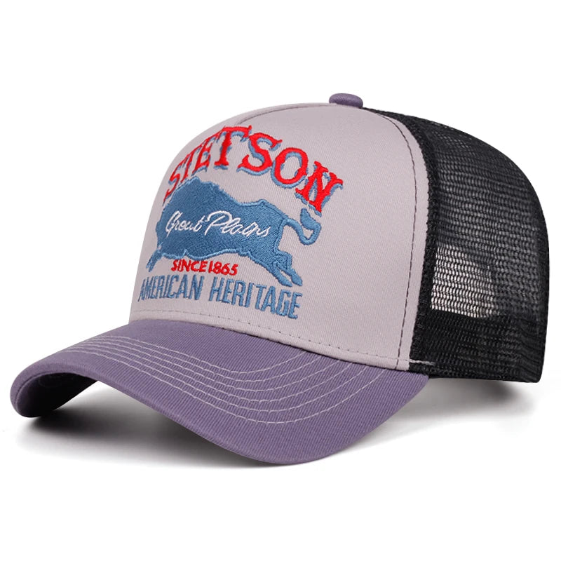 2025 Personalized New Truck Hat STATION Blue Bull Mesh Hat Men's Street HipHop Hat Women's Daily Commuting Sunshade Baseball Hat