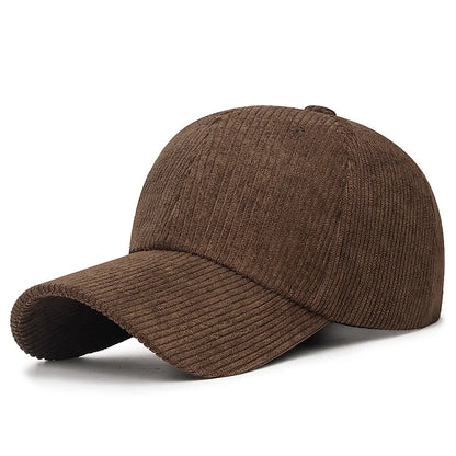 Corduroy Baseball Cap - Adjustable Snapback, Breathable Versatile Striped Casual Hat