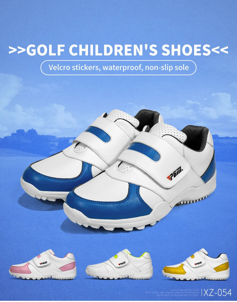 PGM Children Girls Boys Golf Shoes Anti-Skid Leather Outdoor Kids Sneakers Sports Shoes XZ054