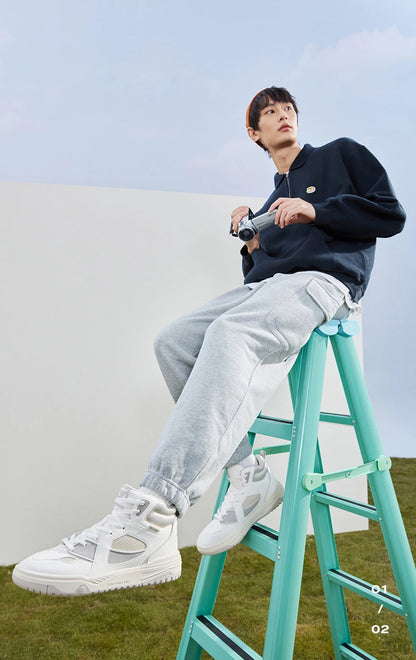 Xtep Skateboarding Shoes Men Wear-Resistant Comfortable Fashion Sport Shoes Shock Absorption High Top Sneakers 877419310024