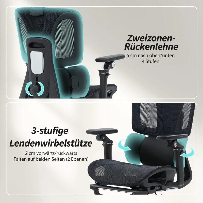 Ergonomic Office Chair, Adjustable Lumbar & Headrest, 6D Flip-Up Armrests, Footrest, Mesh Black