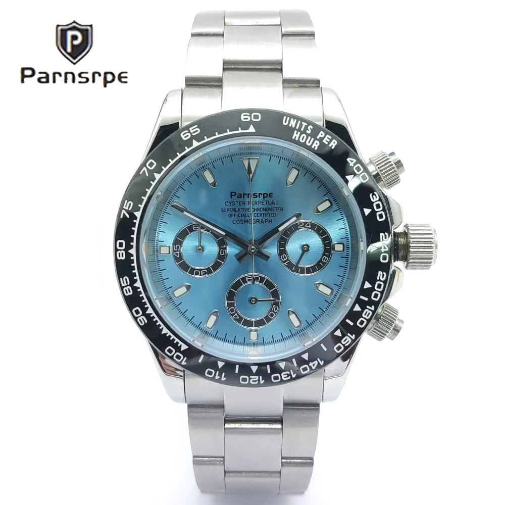 39mm Watch Quartz for Men Luxury Chronograph Fashion Sapphire Trendy Stylish Sports Mens Steel Band Wrist Watches