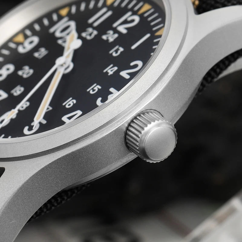 Militado ML05 38mm Military Field Watch VH31 Sweep Quartz Movement Domed Sapphire Crystal Waterproof 100M Super Luminous Watches