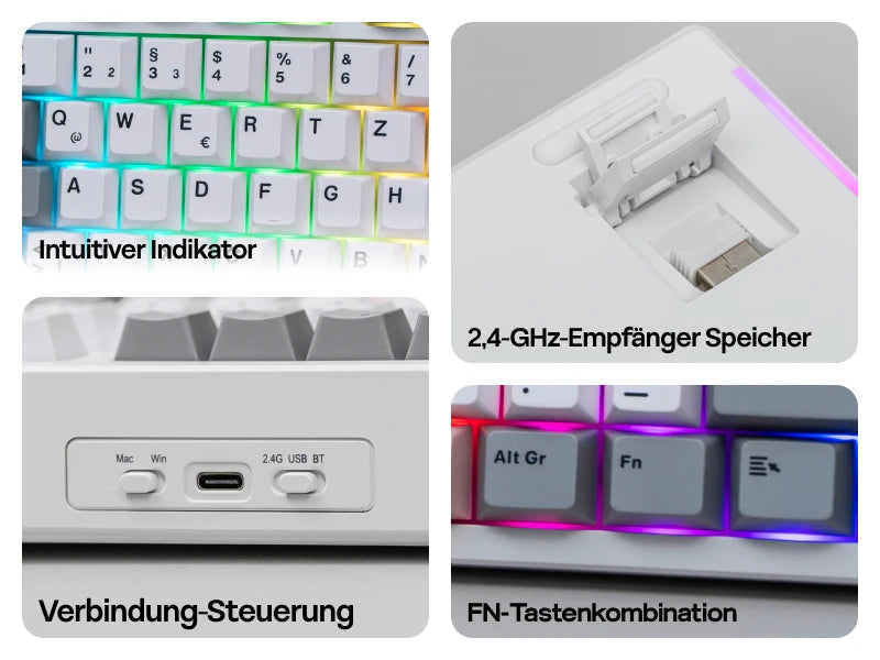 EPOMAKER TH87 ISO-DE Tenkeyless TKL Layout Gasket Wired/Bluetooth/2.4 GHz Wireless Mechanical Keyboard with RGB Backlight