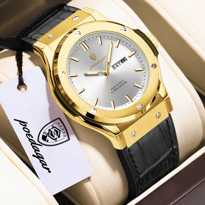 POEDAGAR herenhorloge – Origineel model, zakelijke stijl, waterdicht, siliconen band, datum- en dagweergave, quartz uurwerk, trendy luxe horloge.