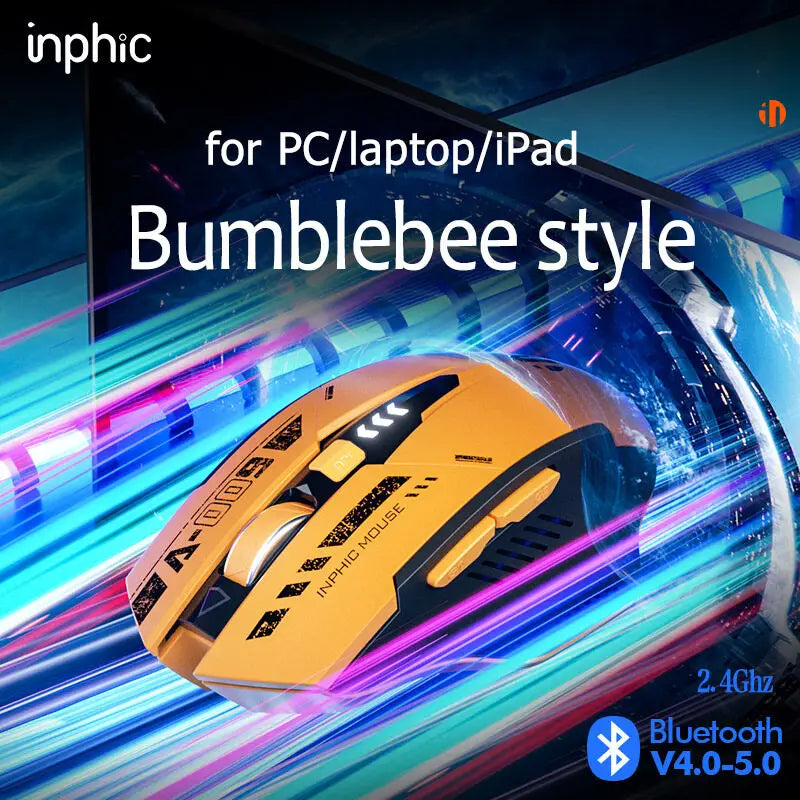 High Quality Inphic A9 200-2400dpi Blueto0th 5.0 Mouse Silent Charging Mechanical Feel Wireless Mouse for Tablet gaming mouse