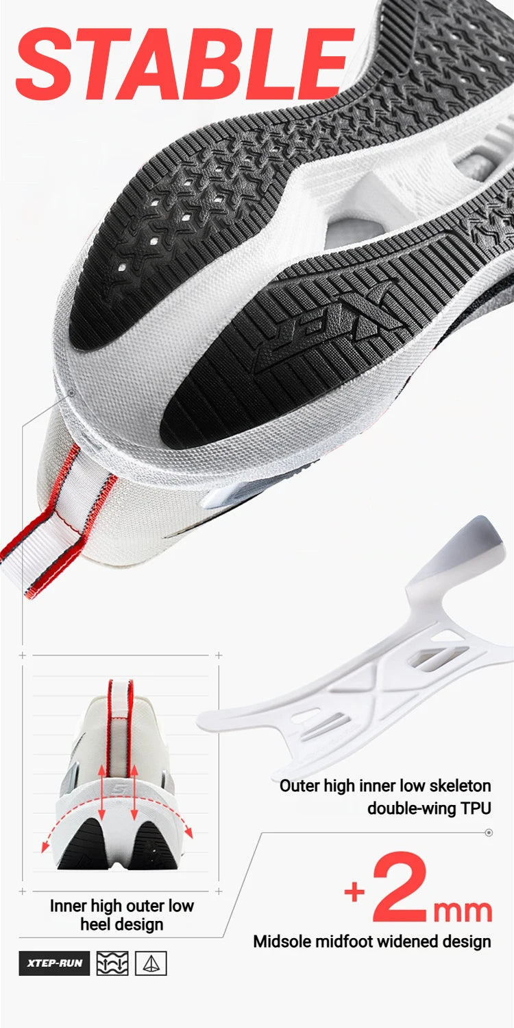 Xtep 2000km 5.0 Shoes Sneakers for Men Cushion Durable Professional Combat Universal Jogging Running Shoes 874119110023