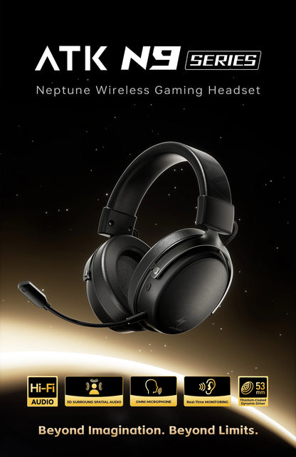 ATK Neptune N9 eSports Gaming Wireless Headset Four Modes Head Mounted Noise Cancelling Microphone Low Latency Gaming Headphones