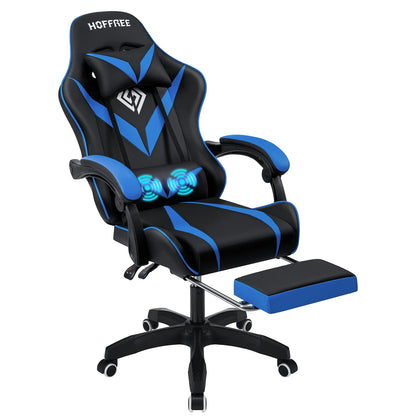 400Lbs Load Gaming Chair with Massage Ergonomic Computer Chair Footrest and Lumbar Support Reclining PC Chair Adjust Armrest