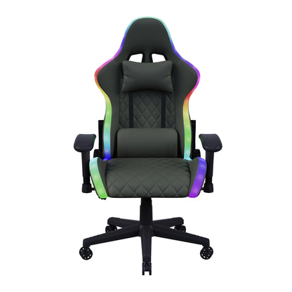 Rosahqnda Gaming Chair with Massage Function, Adjustable backrest,Computer Chair,with ambient light,Lumbar Cushion, Pillow,150 KG