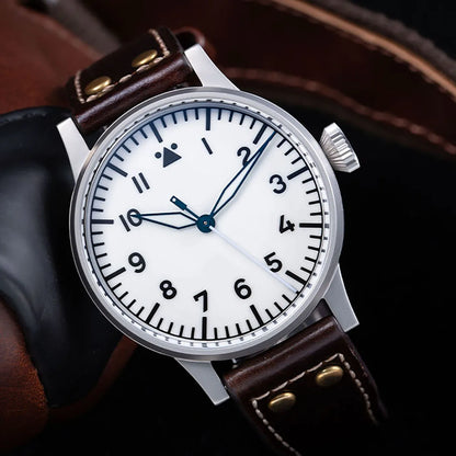 Hruodland Pilot Men's Automatic Mechanical Watch Pt5000 Sapphire Luminous C3 Stainless Steel Waterproof 10Bar reloj hombre