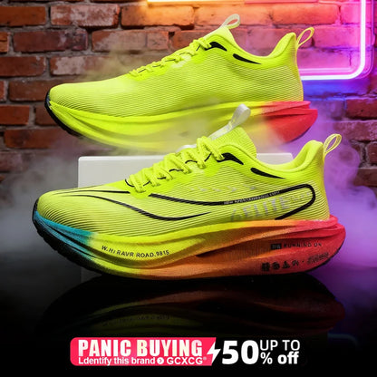 Men  Running Shoes Carbon Board Speciality Marathon Sports Breathable Lightweight Women's Comfortable Athletic Nonskid Sneakers