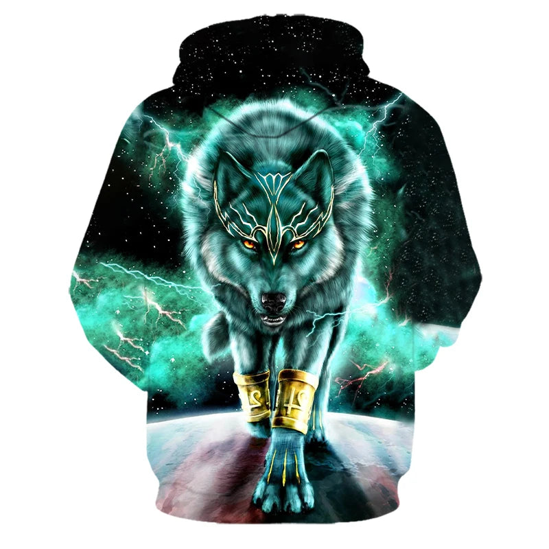 Felpe con cappuccio oversize 3D Animal Wolf da uomo e donna, moda casual, pullover hip hop Harajuku streetwear