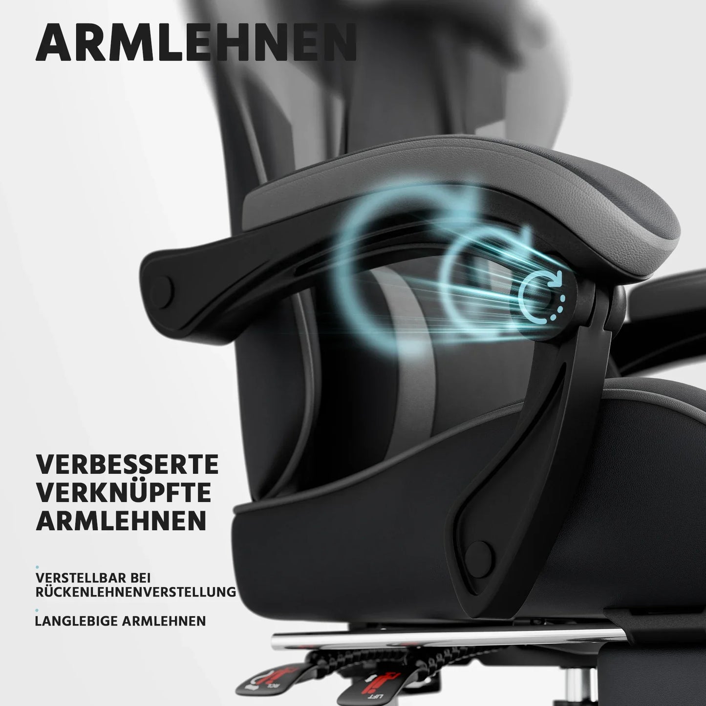 Black-Grey Ergonomic Gaming Chair, Lumbar Support, Breathable PU Leather, Adjustable Height & Backrest, 200kg for Office & PC