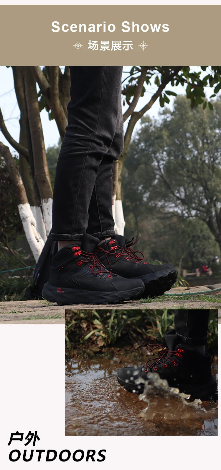 ROCKROOSTER Hiking shoes Men waterproof hunting Boots Tactical Desert Combat Boots trekking Ankle mountian cow Leather Sneakers