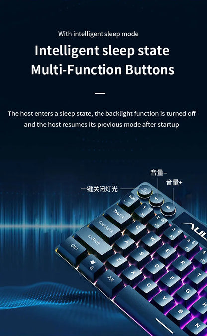 AULA F3061 Mechanical Touch Feel Keyboard 61 Keys Wired Mini Keyboard RGB Backlight Keyboard Desktop  Laptop Game Keyboard