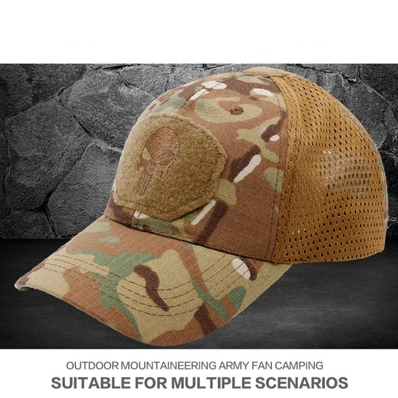 Camouflage Plaid Military Training Cap Spring Summer Outdoor Sports Sunshade Sun Protection Mesh Hat Casual Peaked Cap