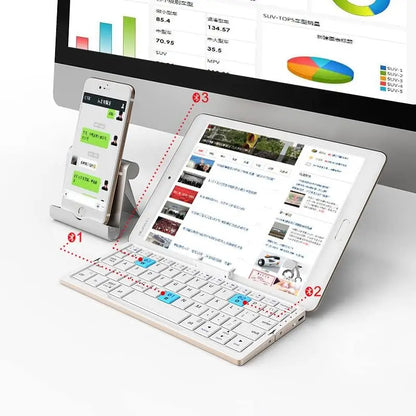 Jomaa Folding Keyboard Bluetooth Rechargeable Bluetooth Keyboard for Laptop iPad Phone Mini Portable Folding Keyboard