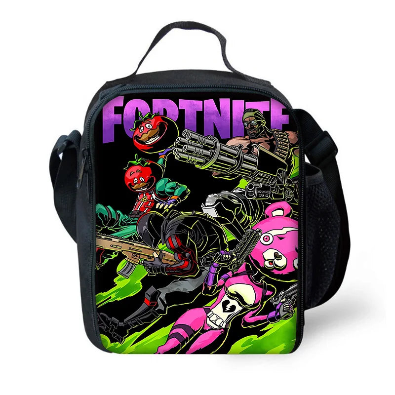 Isolierte Lunchbox für Kinder, großes Fassungsvermögen, Hot-Game-F-FortniteS-Tasche für Jungen, Mädchen und Schüler, für Outdoor-Picknick, wiederverwendbare Thermo-Kühltasche