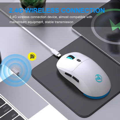 2.4G Wireless Rechargeable Mouse 650mAh Adjustable 3600DPI 7 Colors RGB Lighting Ergonomic Silent for Office Laptop PC Gaming