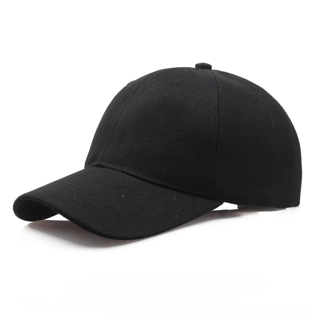 Boné de basebol preto de cor lisa, snapback ajustável, estilo casual hip-hop, para homem e mulher, unissexo
