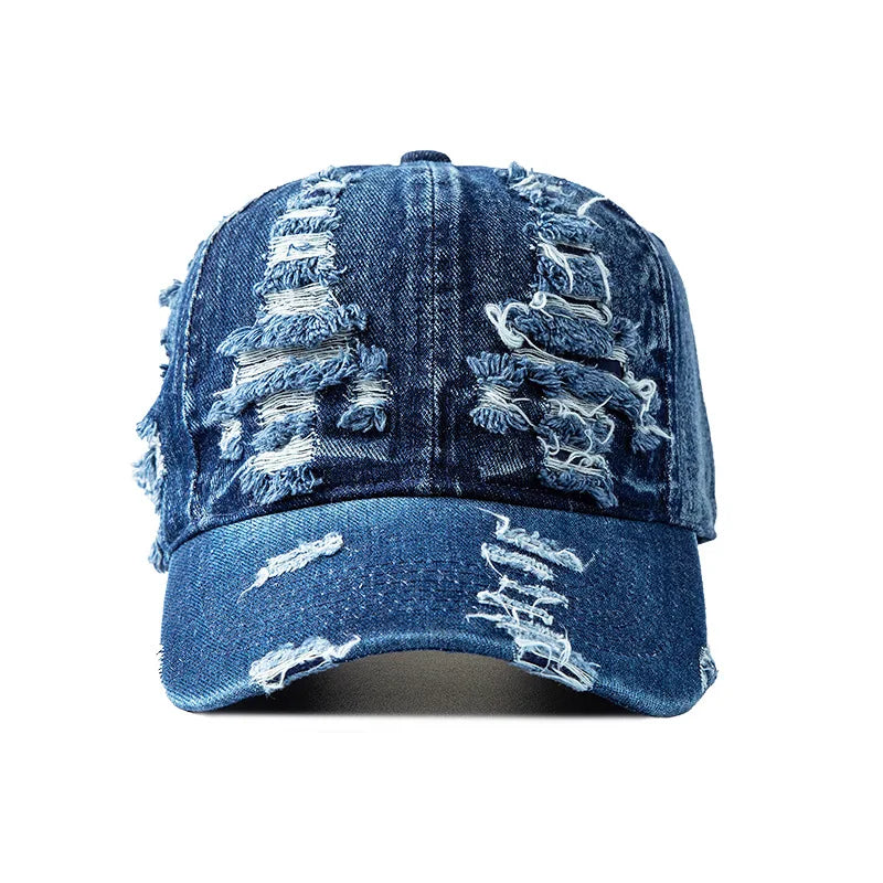 Vasket denim-baseballkasket til kvinder og mænd, solbeskyttende, åndbar forårs- og sommerhat, vintage snapback-kasket til kvinder