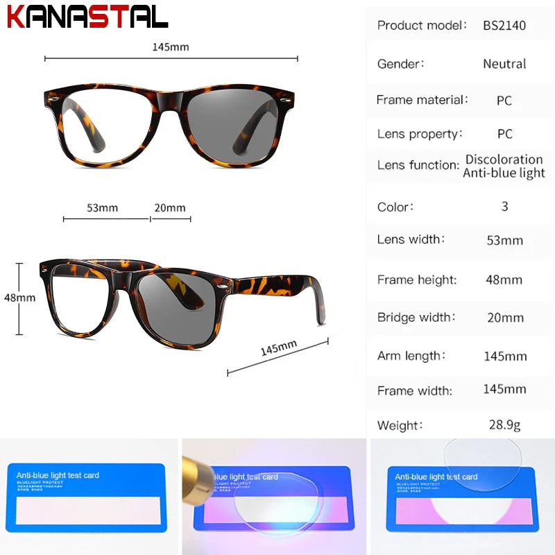 Women Photochromic Glasses Blue Light Blocking Lenses Men Prescription Reading Myopia Eyewear Anti Fatigue PC Eyeglasses Frame
