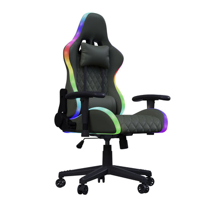 Gaming Chair with Massage Function, Adjustable backrest,Computer Chair,with ambient light,Lumbar Cushion, Pillow,150 KG