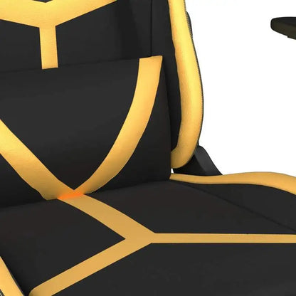 Gaming Chair with Footrest Black and Gold 67X64X116-127 cm in Imitation Leather, Reclining 360 Swivel Chair ° Can Carry 110 kg