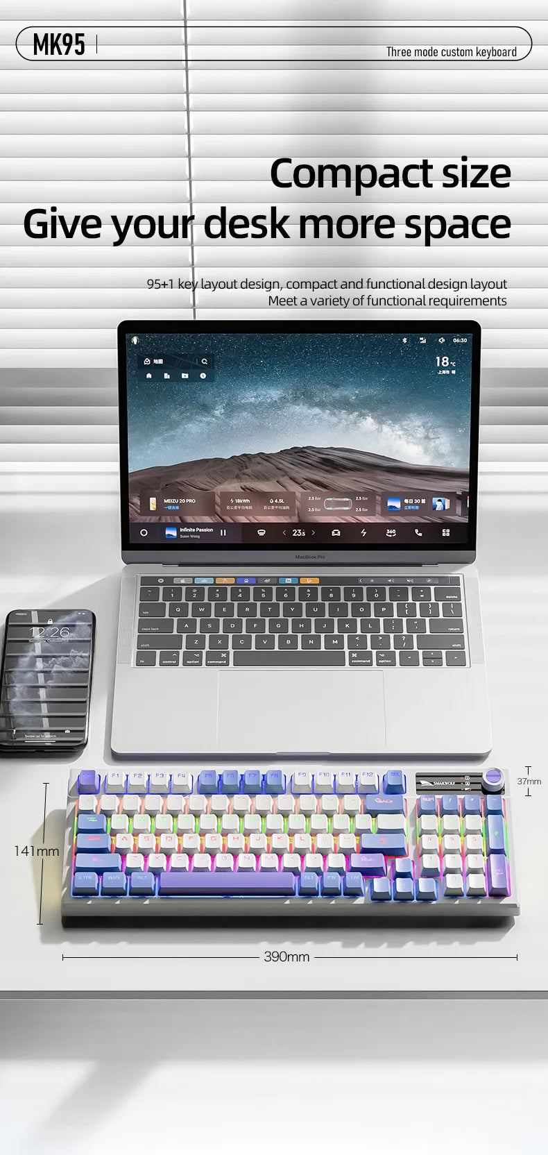 Spanish Mechanical Keyboard Spanish Russian Arabic Korean Thai Gaming Keyboard 95 Key Layout Backlight Type C With Numpad SK15