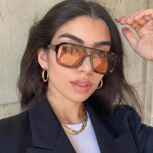 Vintage Square Sunglasses Women Fashion Brand Retro Big Frame Sun Glasses Female Clear Candy Color Designer Shades Eyewear